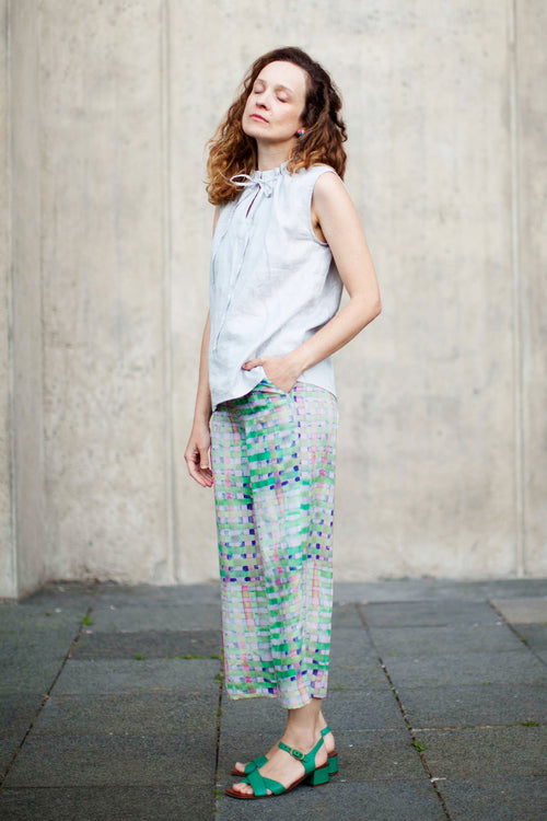 Culottes Tencel Karo grün rosa