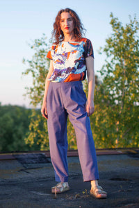 Bundfaltenhose blaue Wolle