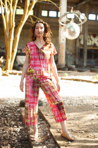 Kimono Top neon pink grün