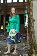 Bluse geraffte Taille grün