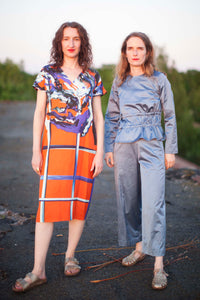 Kimono Kleid rot blaue Malerei
