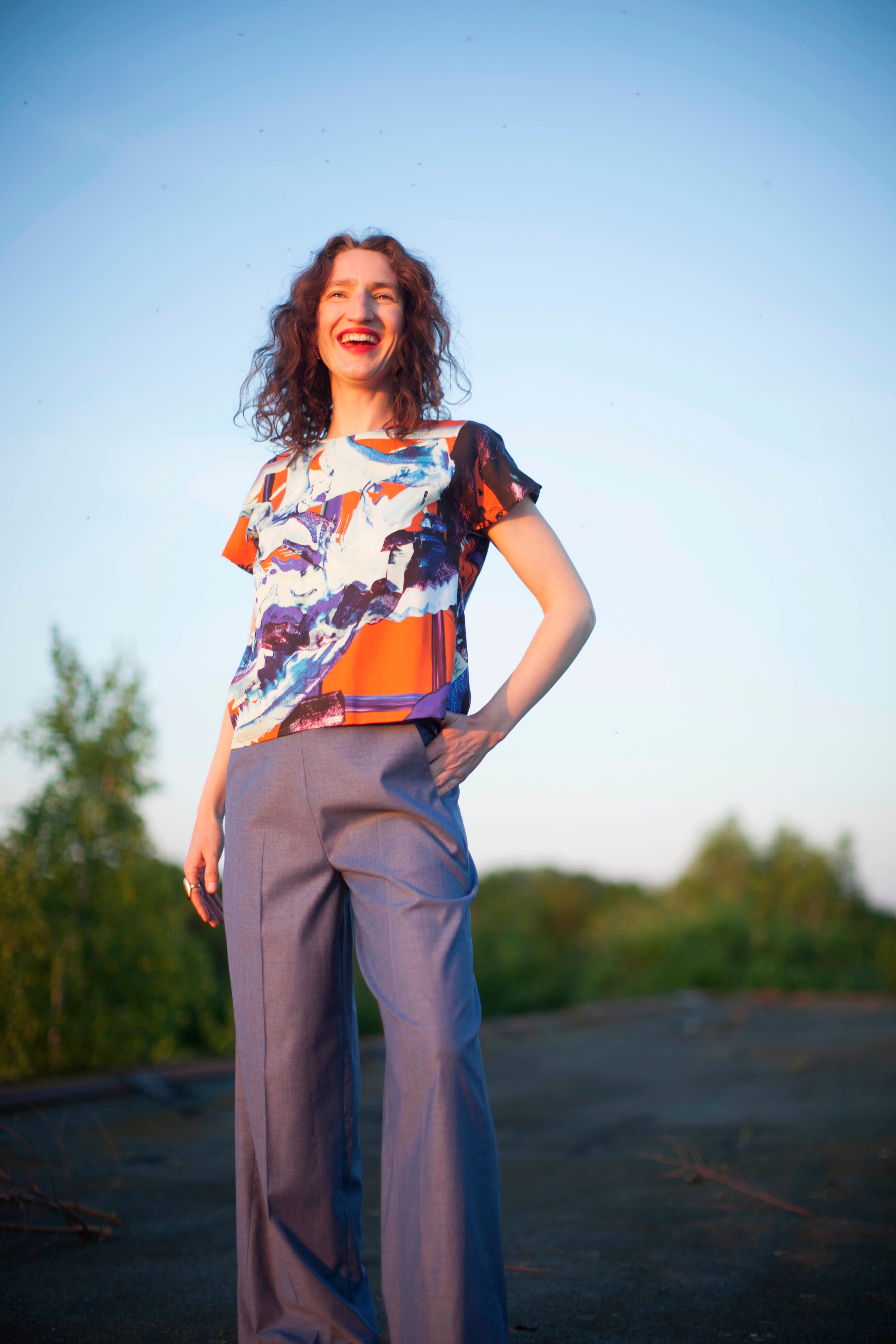 Kimono Top rot blaue Malerei