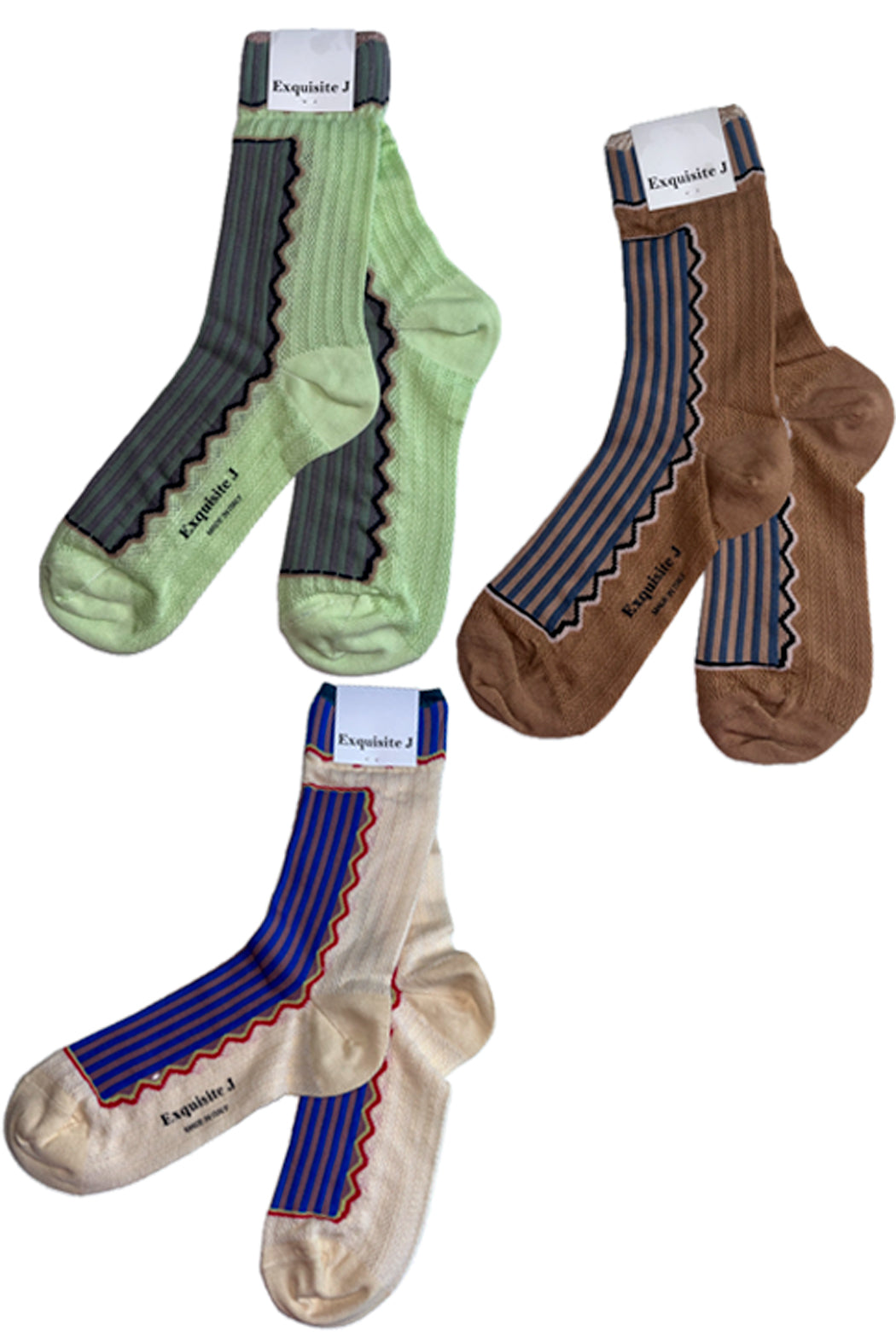 Socken Streifendetail verschiedene Fabrkombinationen - Exquisite J