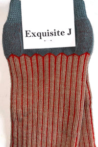 Gestreifte Socken beige rot Exquisite J