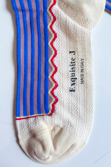 Socken Streifendetail verschiedene Fabrkombinationen - Exquisite J