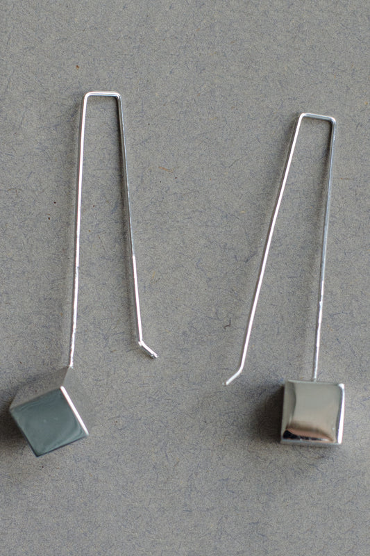 Cube Earrings Silver Alicia Huizar