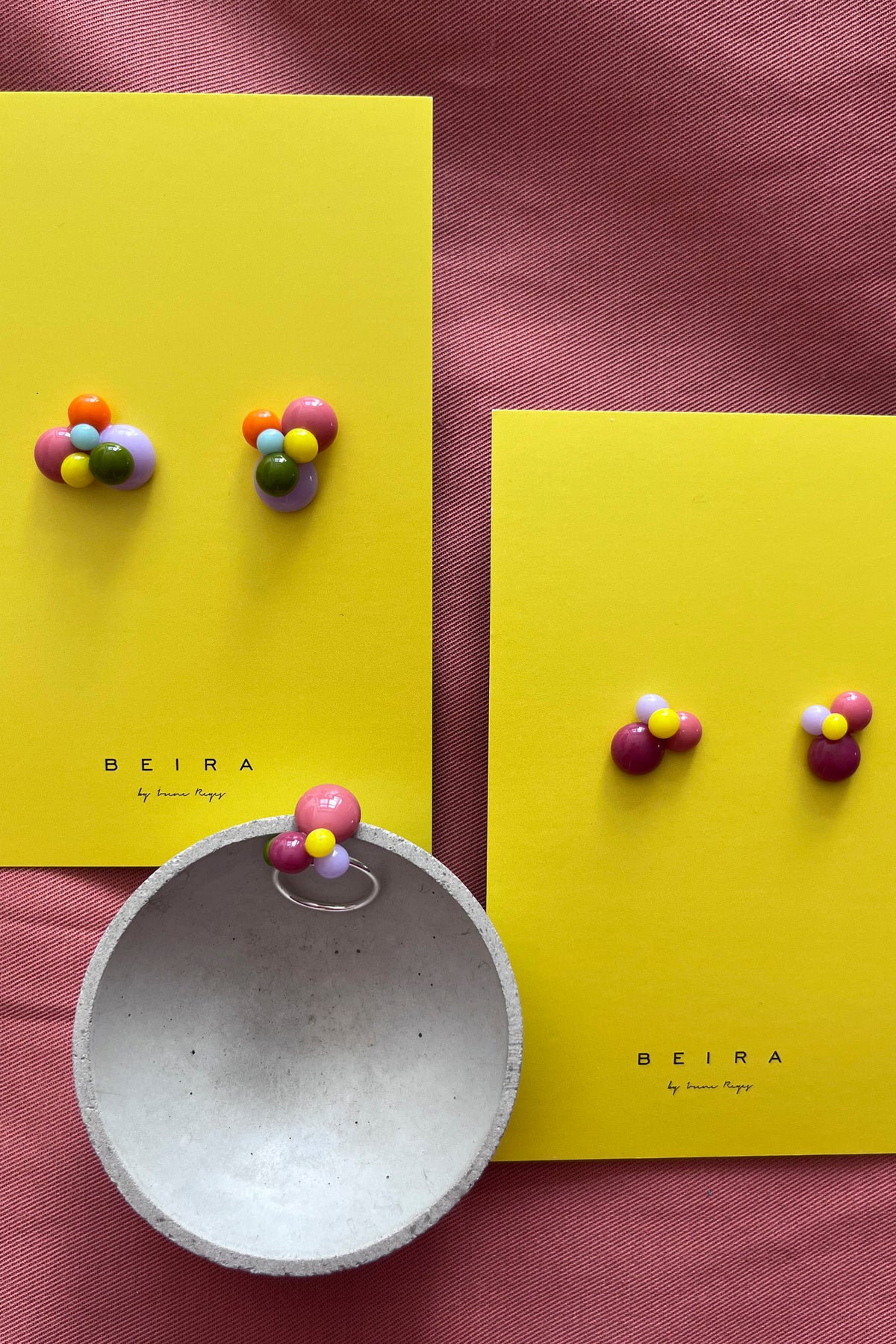 Ohrringe bunte Tropfen mit rosa und gelb - BEIRA