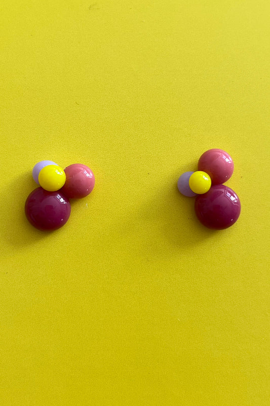 Ohrringe und Ring bunte Tropfen mit rosa und gelb - BEIRA