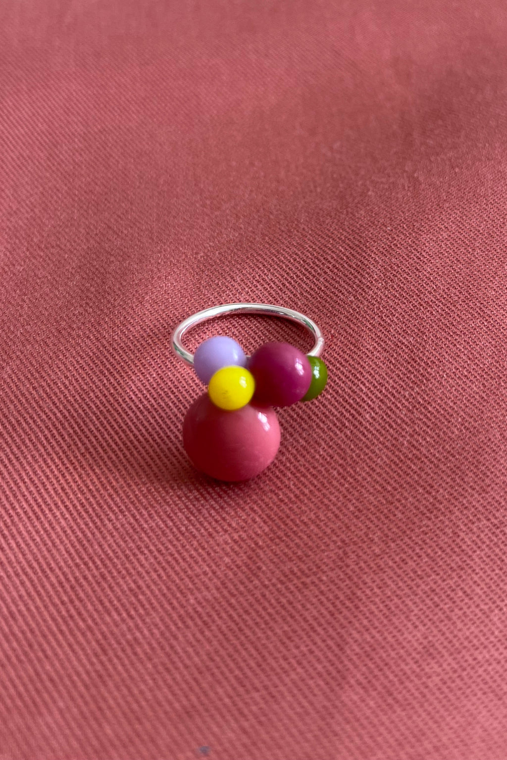 Ohrringe und Ring bunte Tropfen mit rosa und gelb - BEIRA