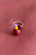 Ohrringe und Ring bunte Tropfen mit rosa und gelb - BEIRA