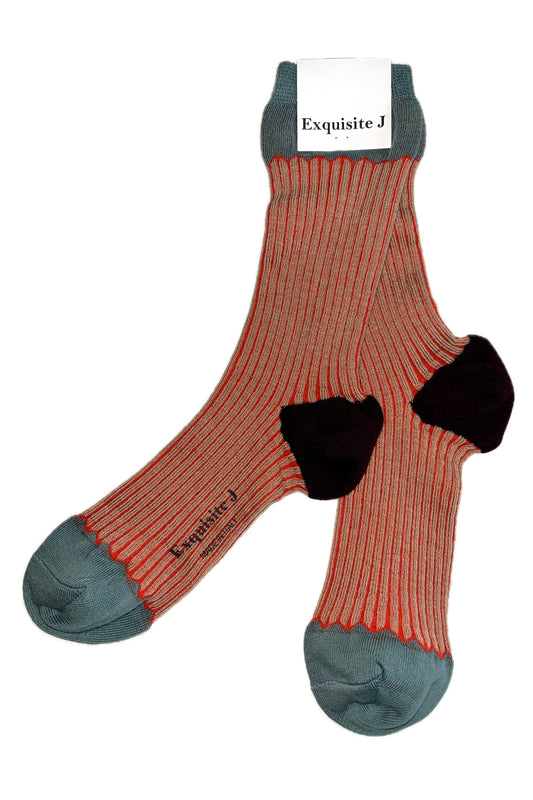 Gestreifte Socken beige rot Exquisite J