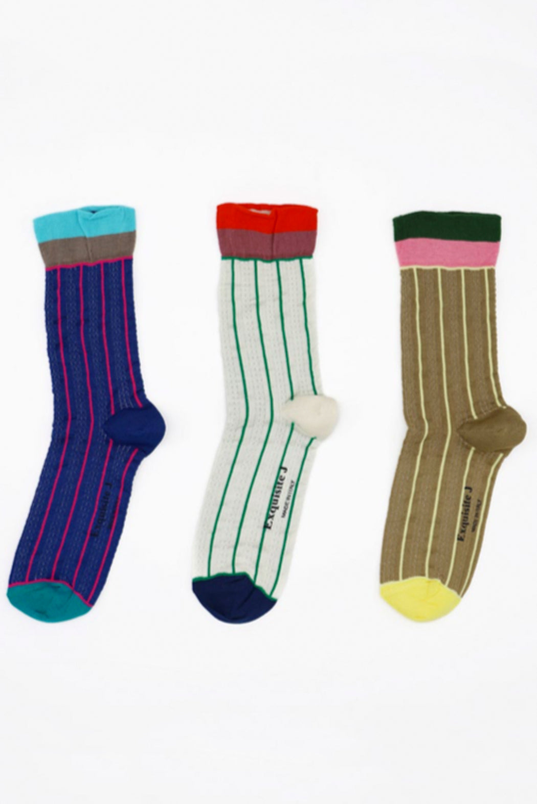 Gestreifte Socken blau, beige oder weiß Exquisite J