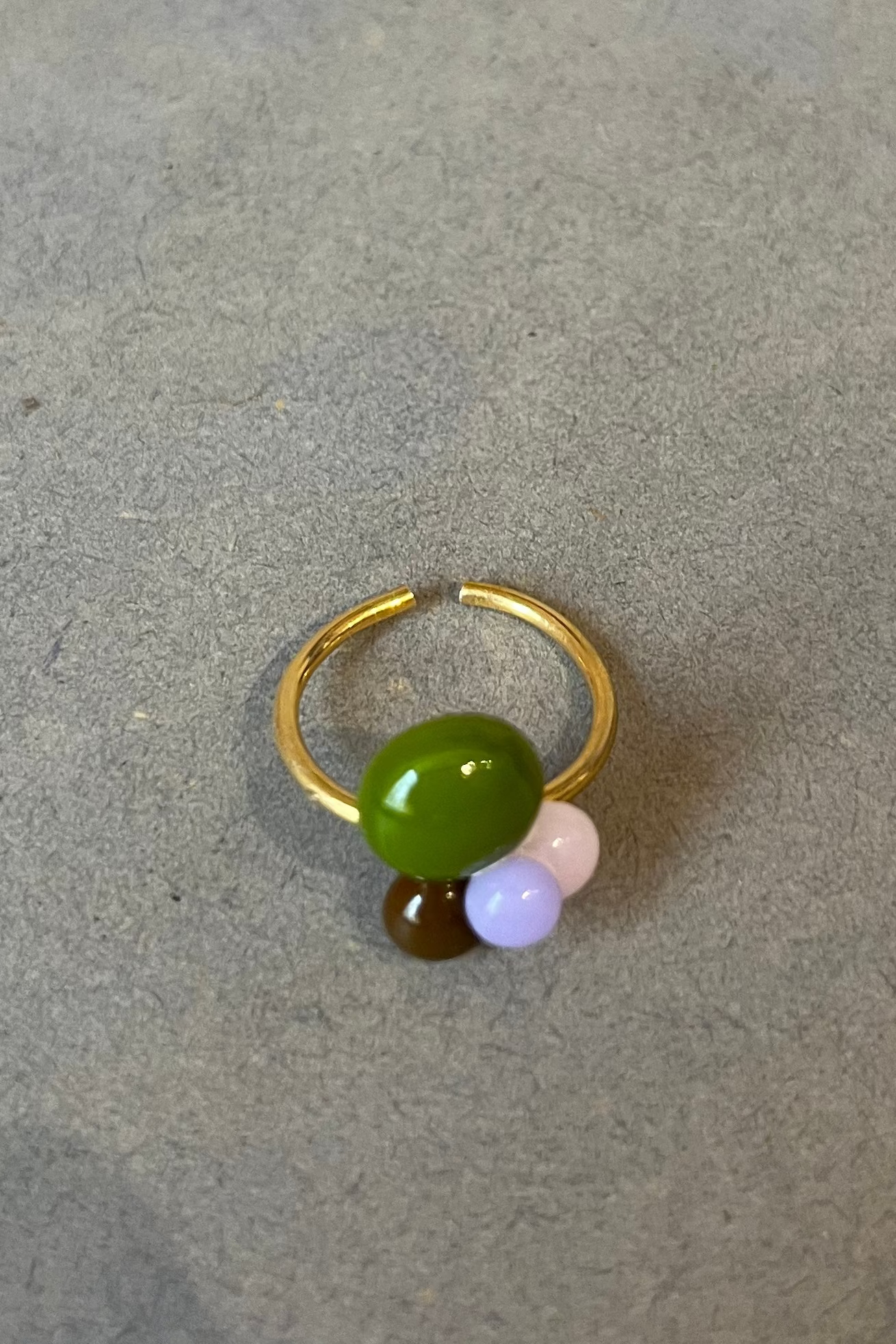 Ohrringe und Ring lila grüne Tropfen - BEIRA