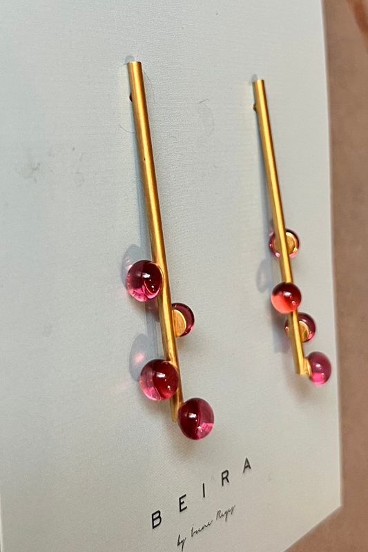 Stabohrringe gold mit bunten Glasblasen -BEIRA