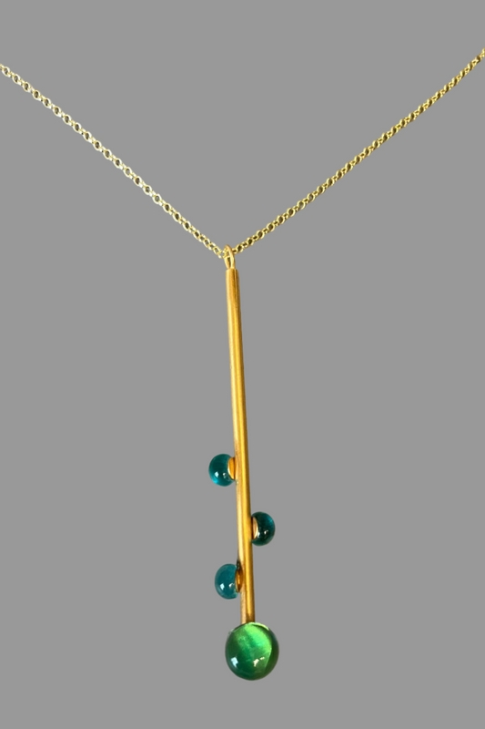 Stabkette gold mit bunten Glastropfen in grün oder lila - BEIRA