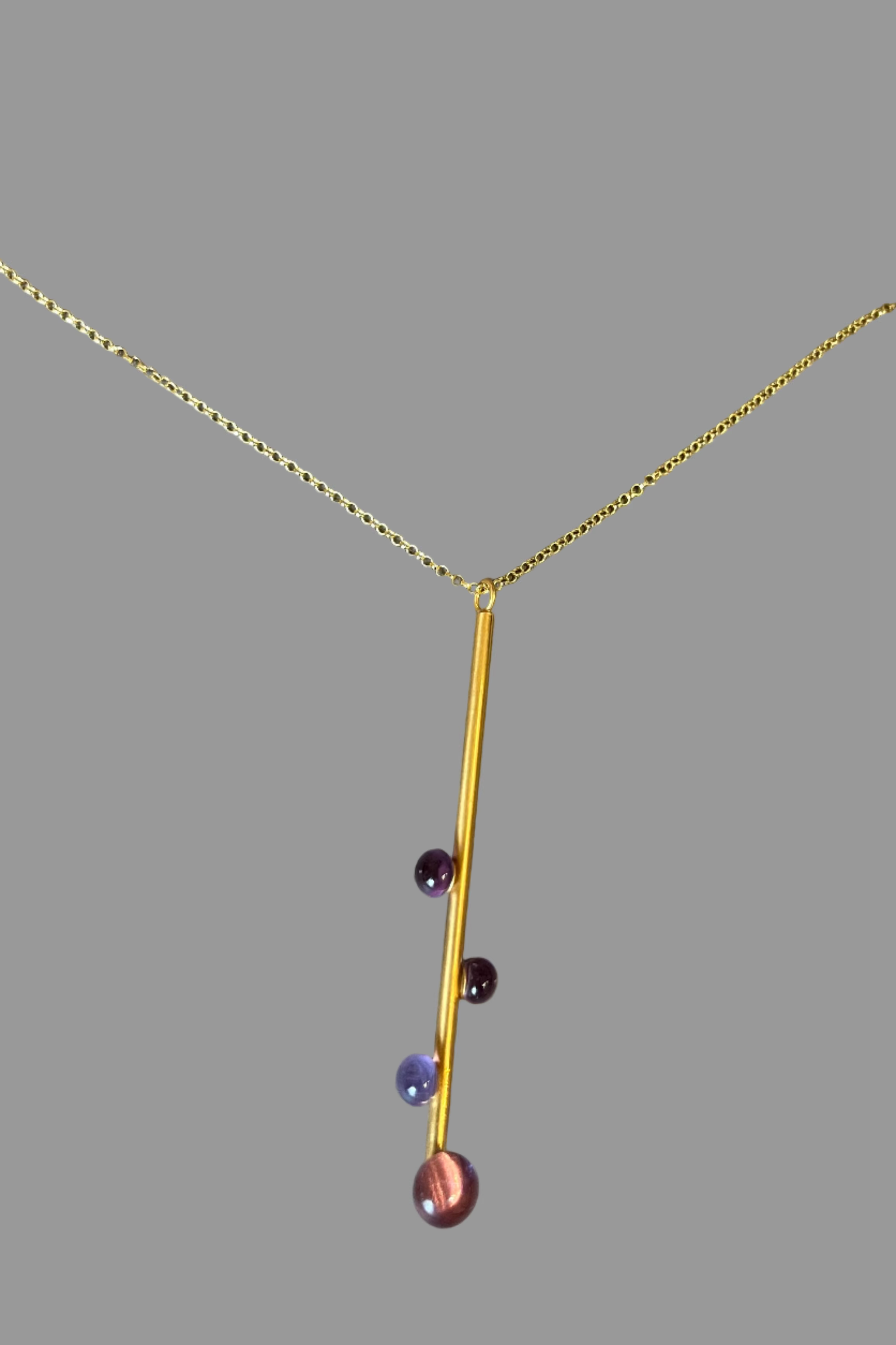 Stabkette gold mit bunten Glastropfen lila - BEIRA