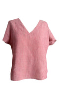 Leinentop Streifen rosa beige
