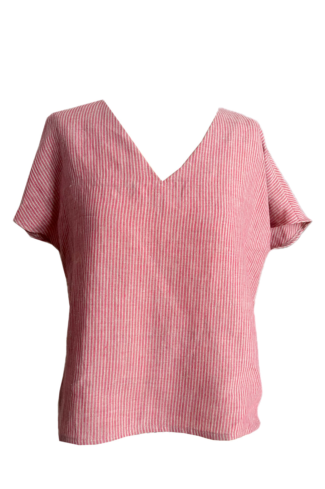 Leinentop Streifen rosa beige
