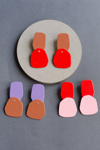 Color Blocking Earrings Red by Lisa Kroeber