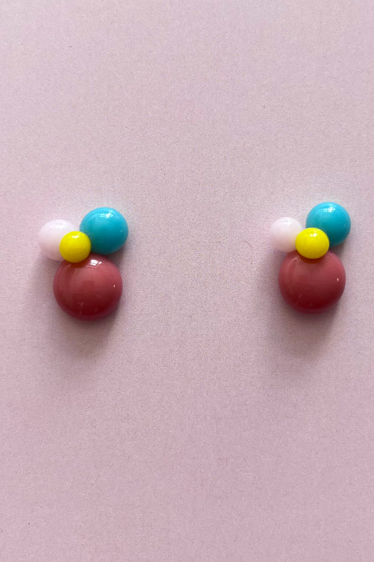 Ohrringe, Brosche, Ring bunte Tropfen mit Gelb - BEIRA
