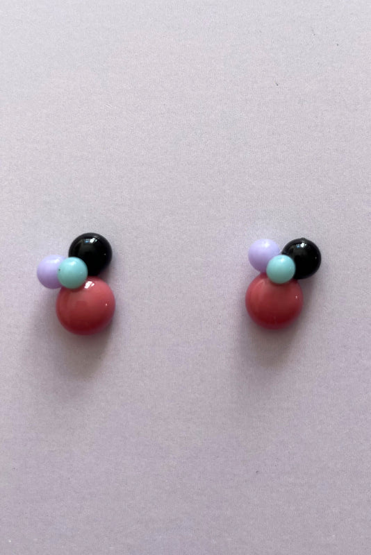 Ohrringe und Ring bunte Tropfen mit schwarz - BEIRA