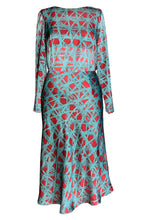 Laden Sie das Bild in den Galerie-Viewer, Langarm Bluse schlicht rot mint gemustert