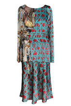 Laden Sie das Bild in den Galerie-Viewer, Wickelbluse pastell blau gelb gemustert