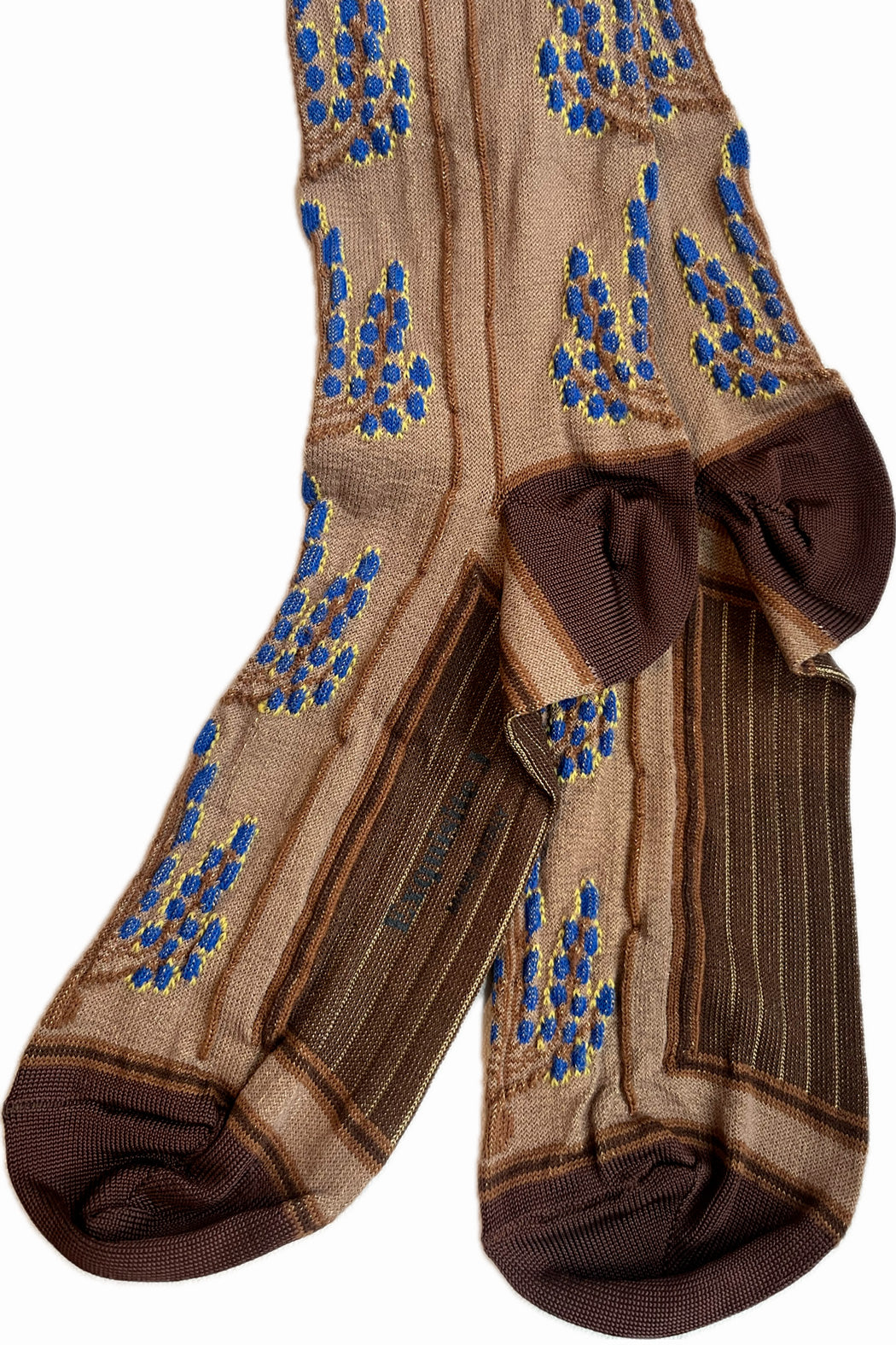 Socken mit Pflanzenmuster beige braun oder schwarz - Exquisite J