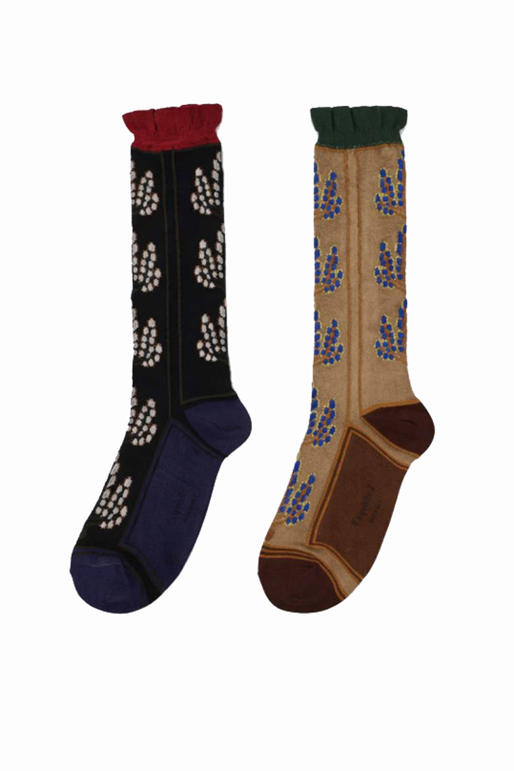 Socken mit Pflanzenmuster beige oder schwarz - Exquisite J