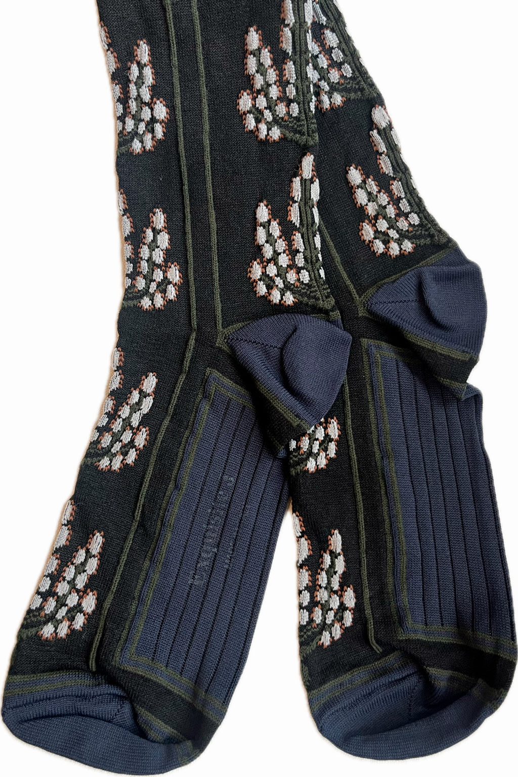Socken mit Pflanzenmuster beige braun oder schwarz - Exquisite J