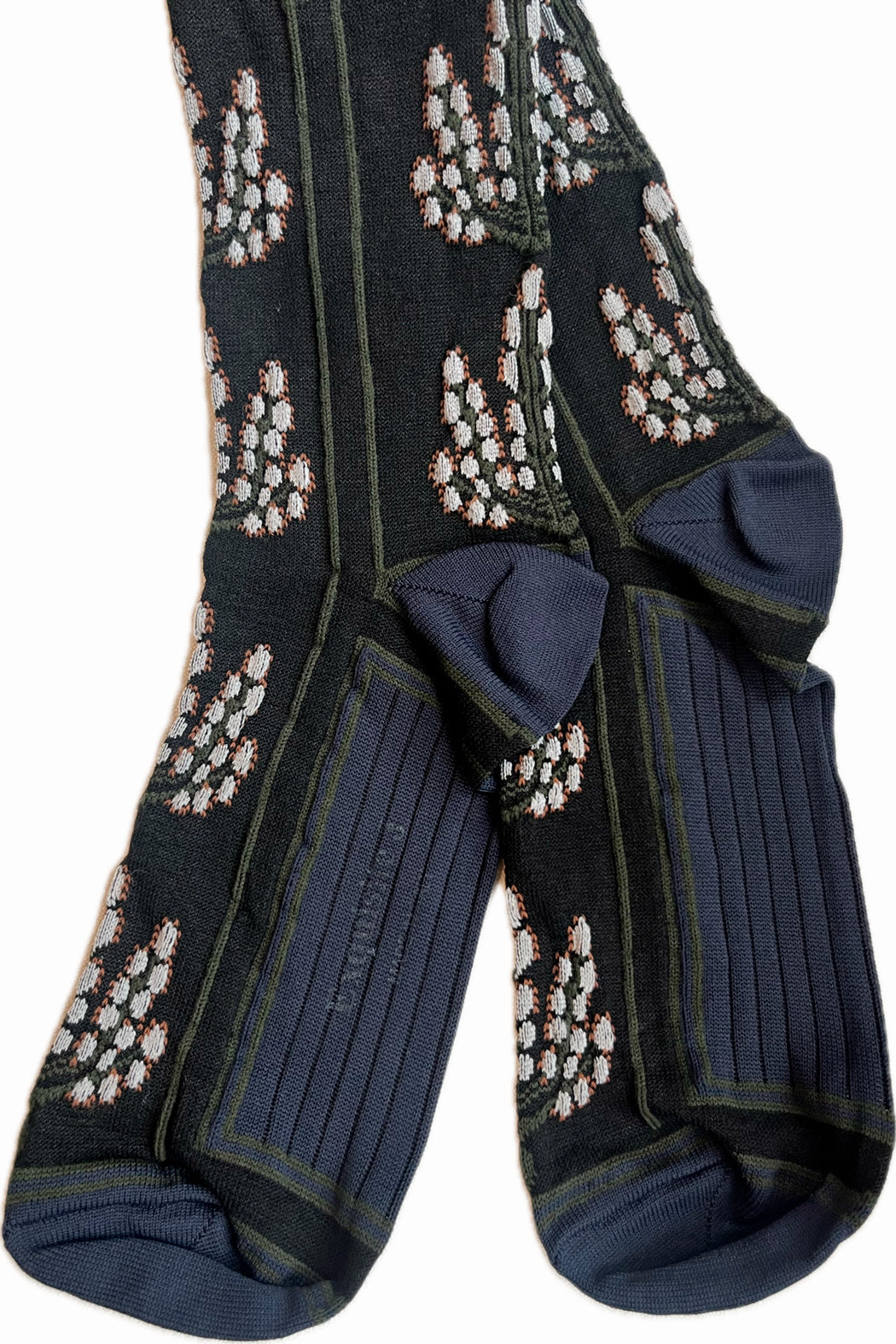 Socken mit Pflanzenmuster beige braun oder schwarz - Exquisite J