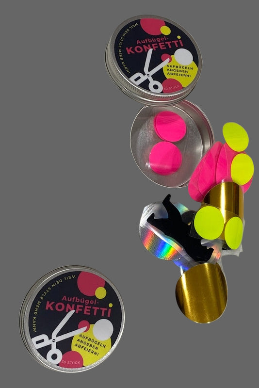 Bügelkonfetti zum verschönern von Textilien SEKUNDAER-SCHICK