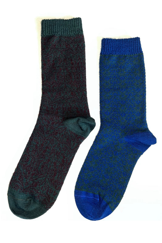 Wollstrümpfe DRIFT blau grün und lila gemustert WOLVIS