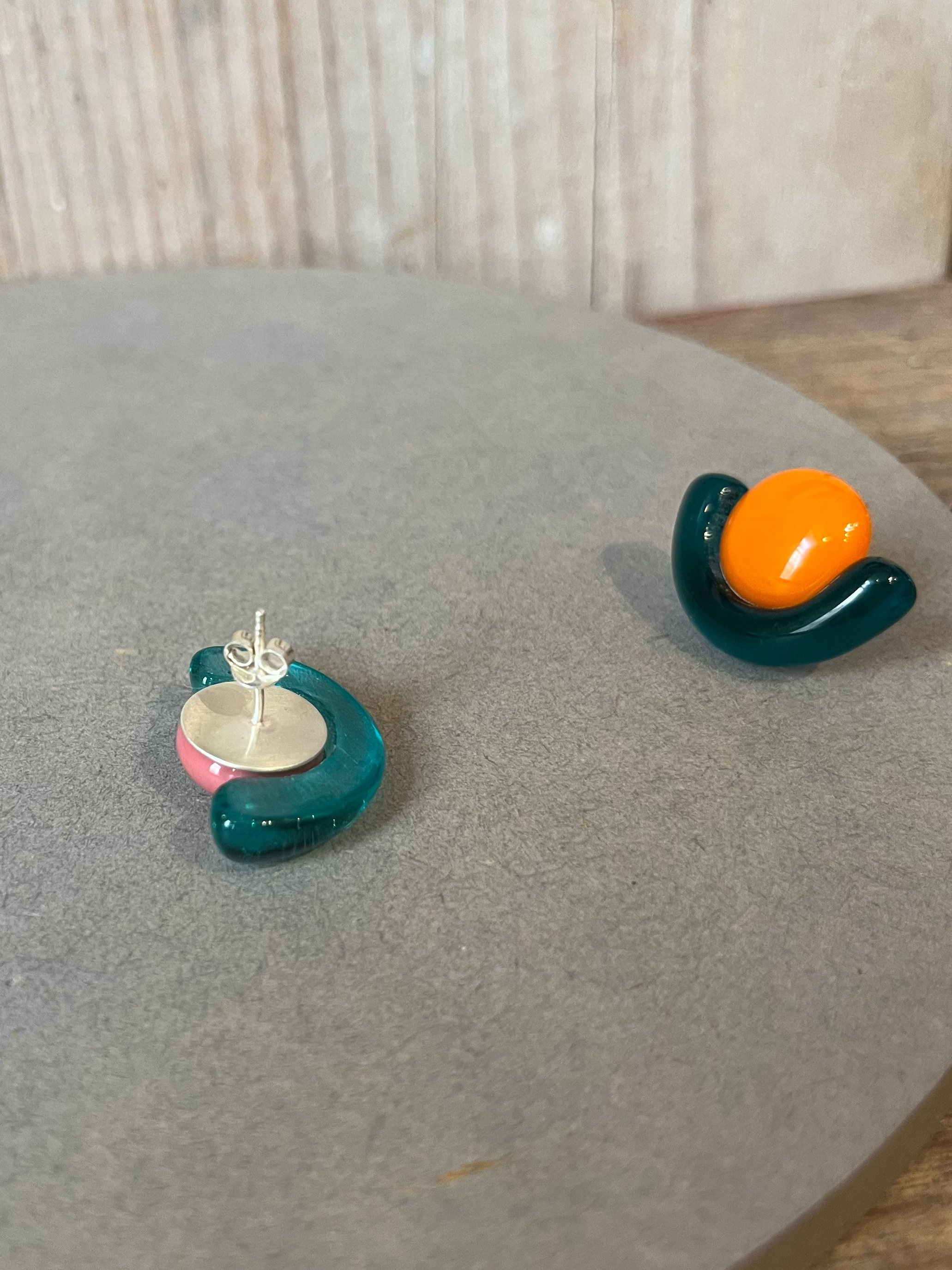 rückseite Ohrring silber glas