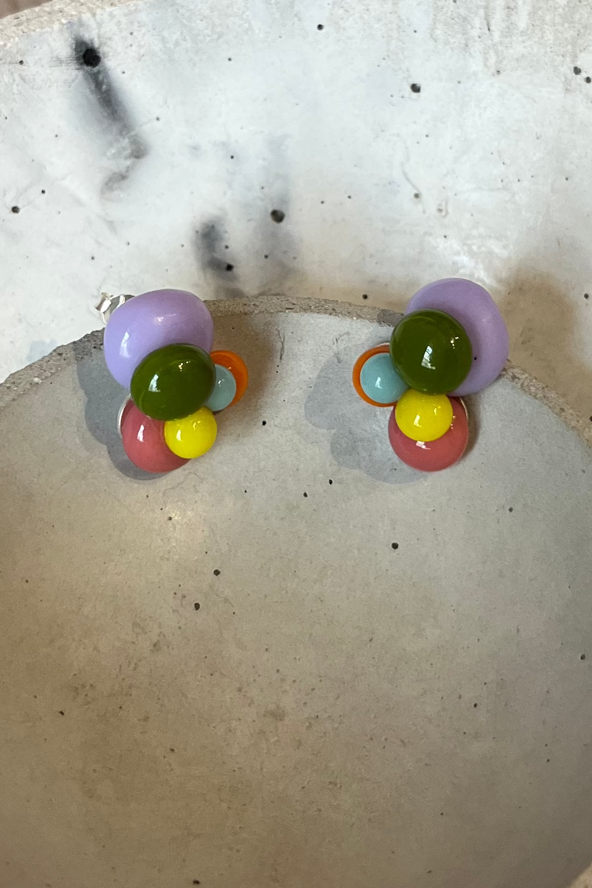 Ohrringe bunte Tropfen mit rosa und gelb - BEIRA