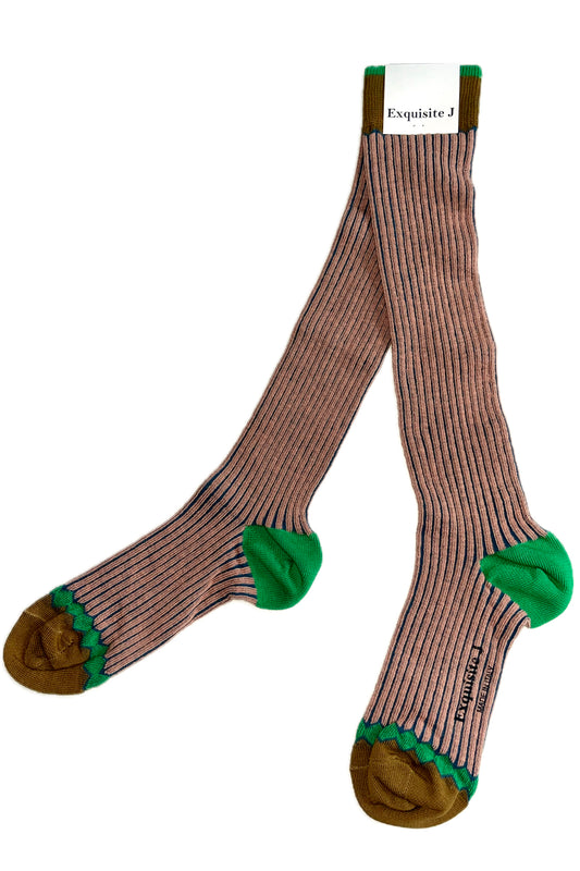 Gestreifte Socken grau grün Exquisite J