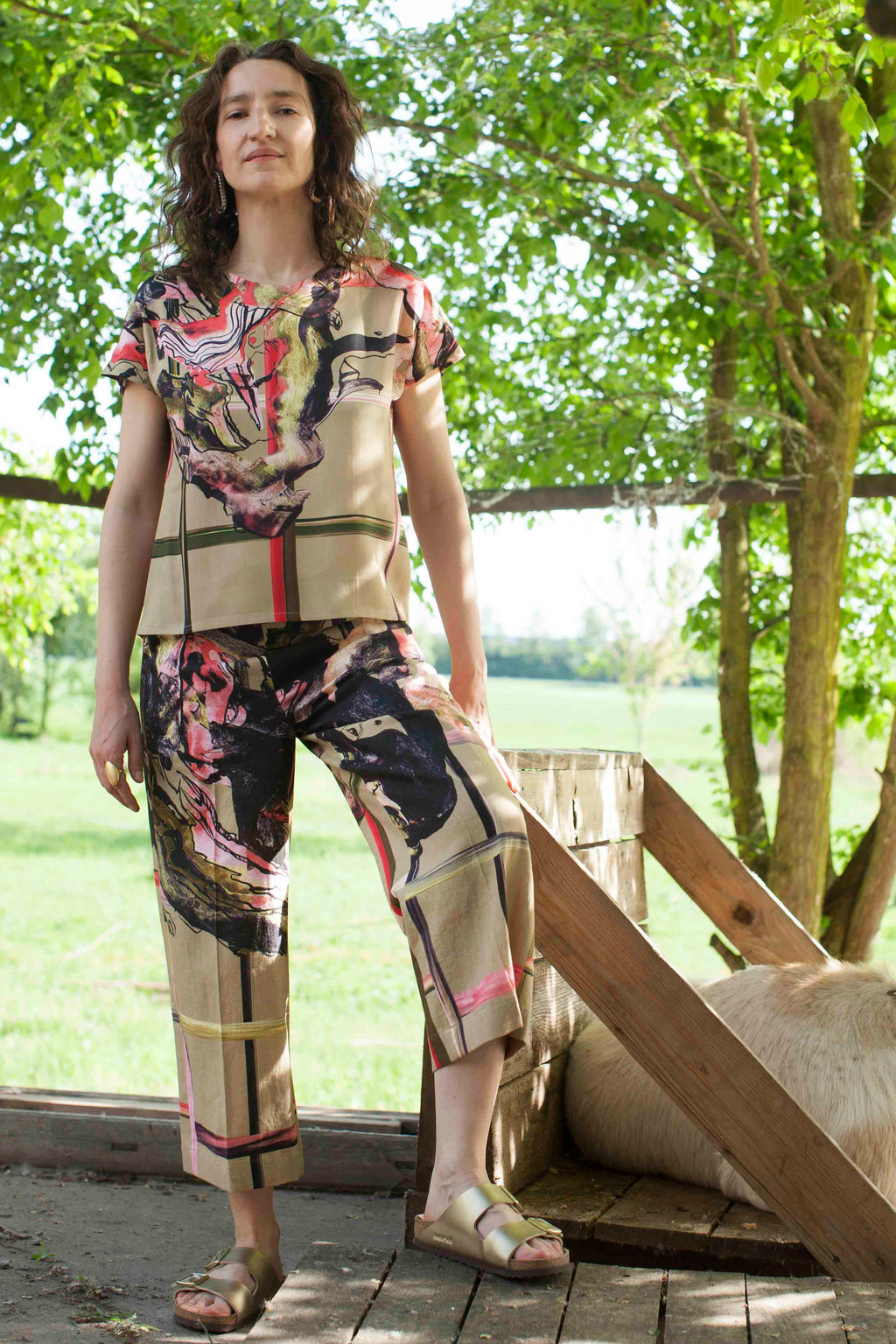 Culottes Beige wilde Malerei