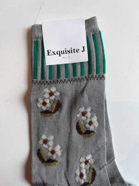 Blümchensocken Socken rosa, grau oder transparent Exquisite J