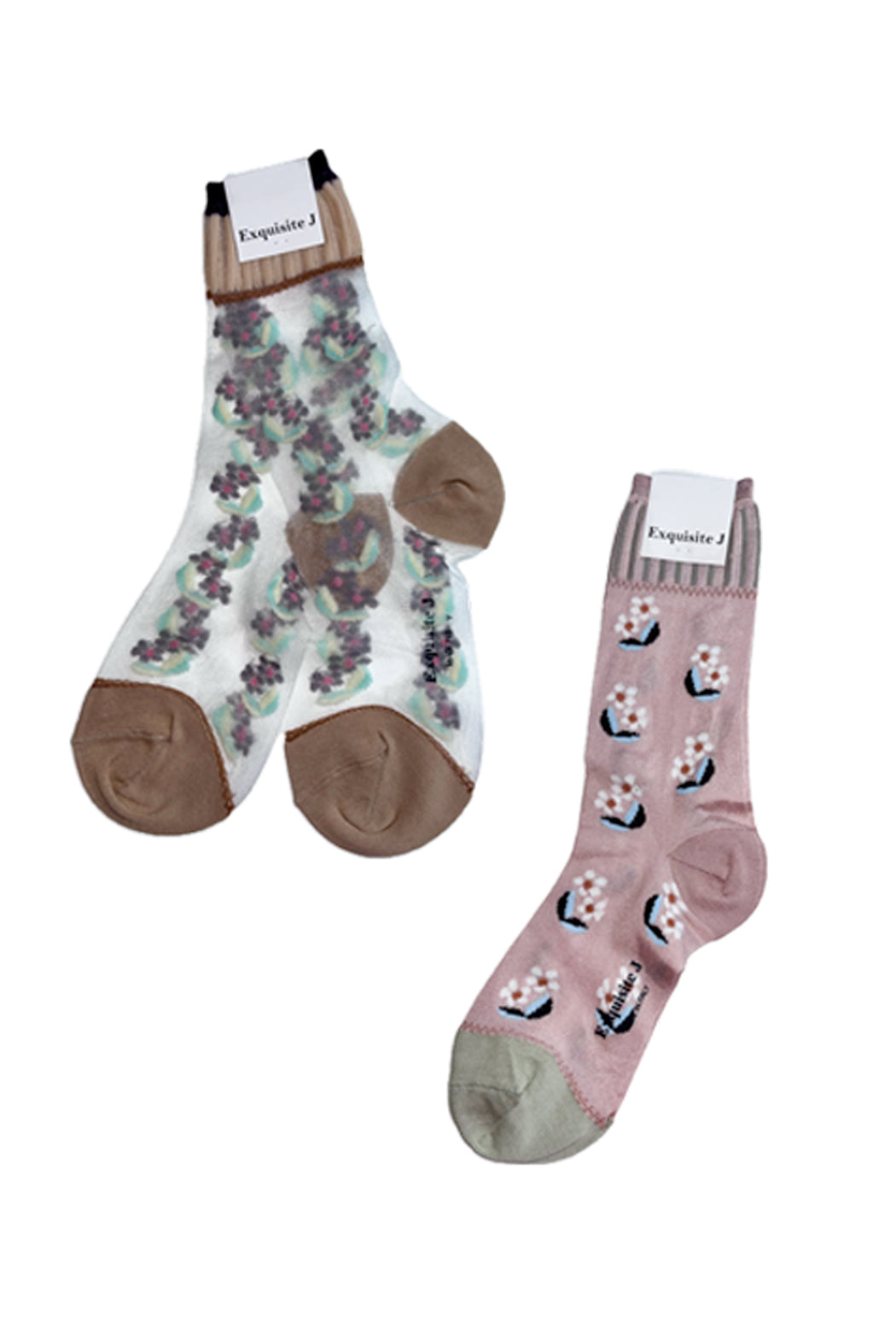 Blümchensocken Socken rosa oder transparent Exquisite J