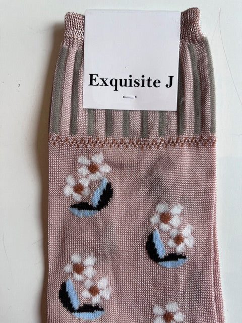 Blümchensocken Socken rosa, grau oder transparent Exquisite J