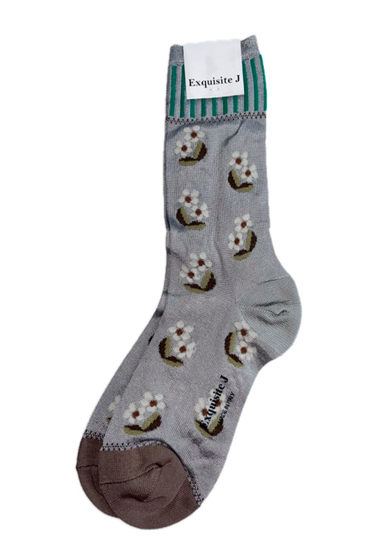 Blümchensocken Socken rosa, grau oder transparent Exquisite J