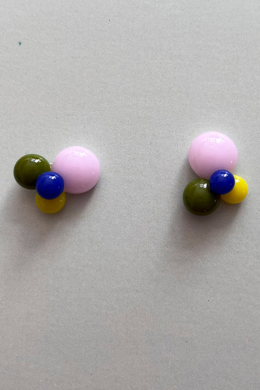 Ohrringe und Ring bunte Tropfen mit blau und gelb - BEIRA