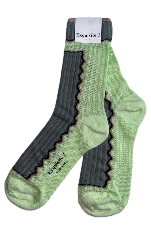 Socken Streifendetail verschiedene Fabrkombinationen - Exquisite J