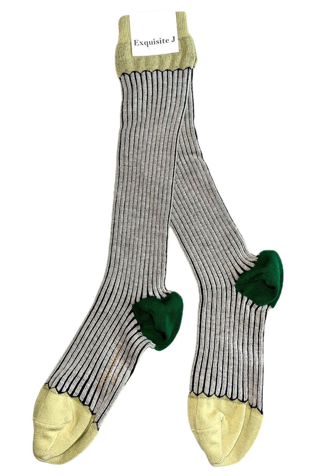 Gestreifte Socken grau grün Exquisite J