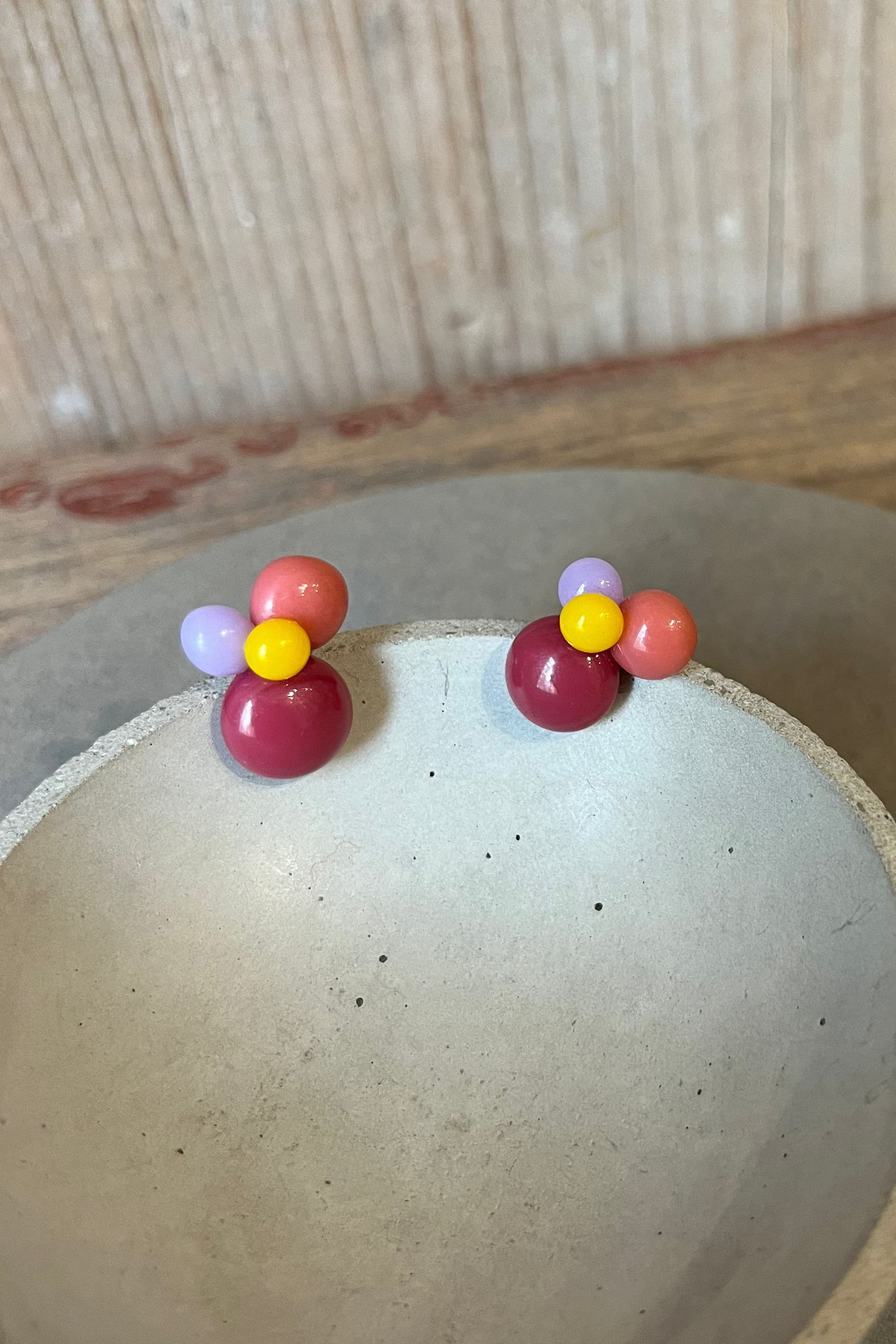 Ohrringe bunte Tropfen mit rosa und gelb - BEIRA