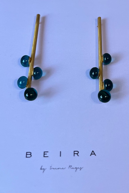 Stabohrringe gold mit bunten Glasblasen -BEIRA