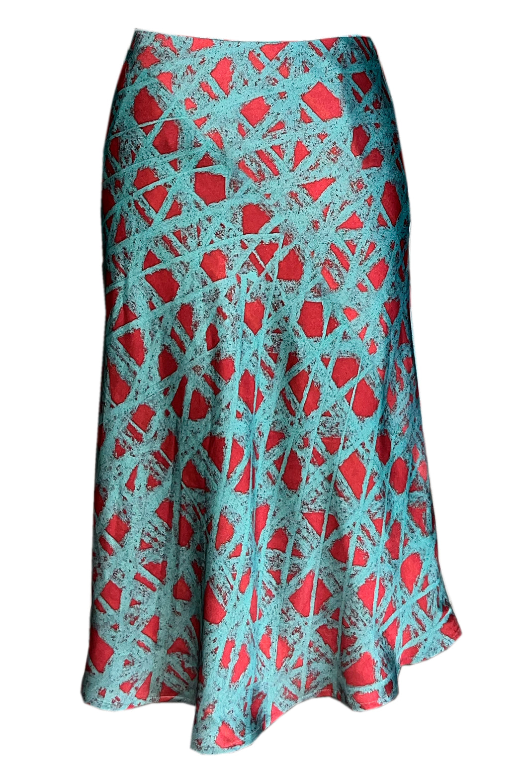 Schrägschnitt Rock grün-beige