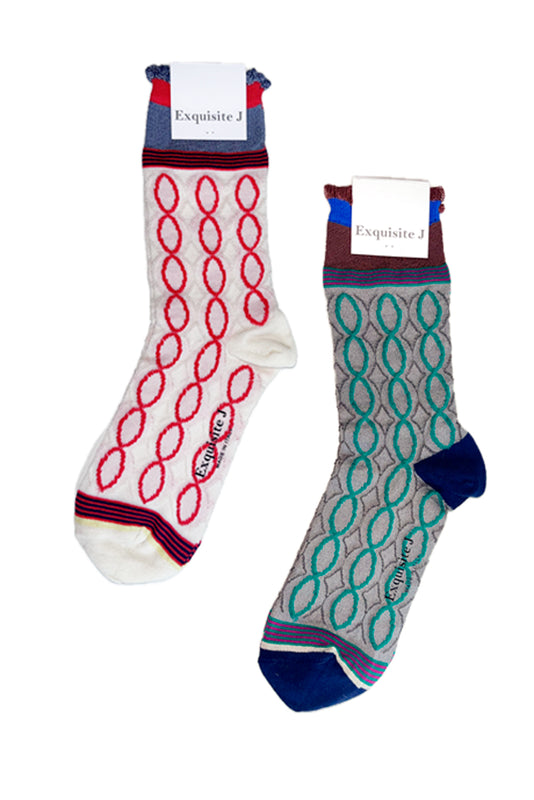 gemusterte Socken grau grün oder weiß rot Exquisite J