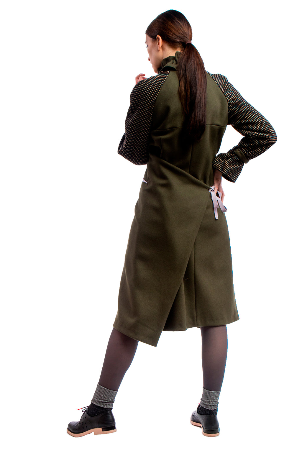 asymmetric wooc coat green