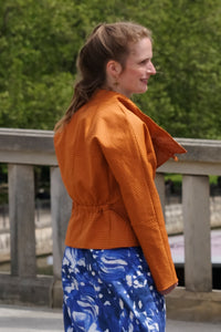 cotton summer jacket in orange with cutout pattern - Clara Kaesdorf